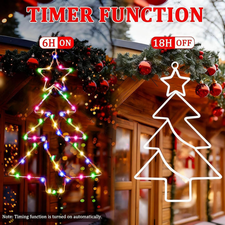 yowin Weihnachtsdeko Fenster 3 Stück 45 LED Weihnachtsbeleuchtung Batterie mit Timer, Fensterdeko We