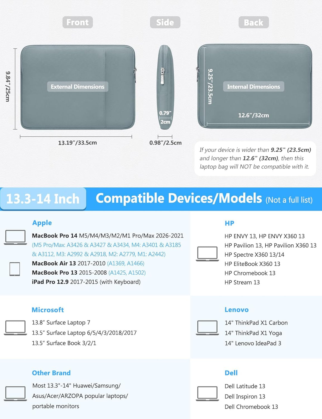 HYZUO 13,3-14 Zoll Laptophülle Tasche Set für MacBook Pro 14 M5/M4/M3/M2/M1 A3426 A3427, MacBook Air