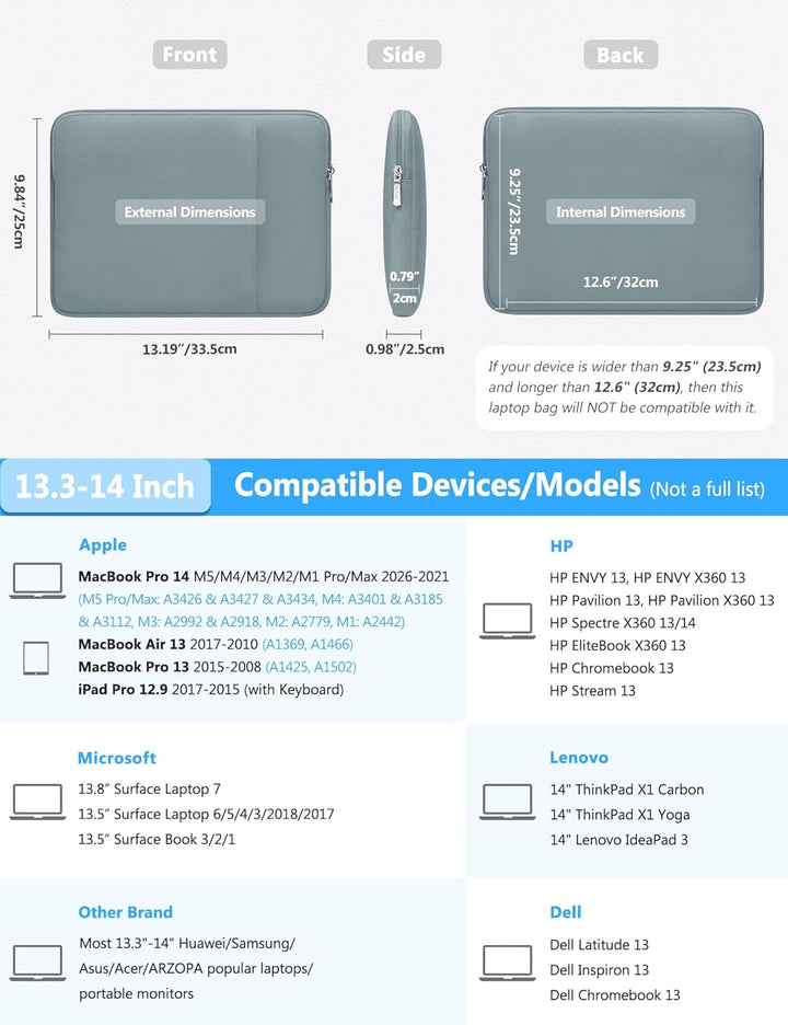 HYZUO 13,3-14 Zoll Laptophülle Tasche Set für MacBook Pro 14 M5/M4/M3/M2/M1 A3426 A3427, MacBook Air