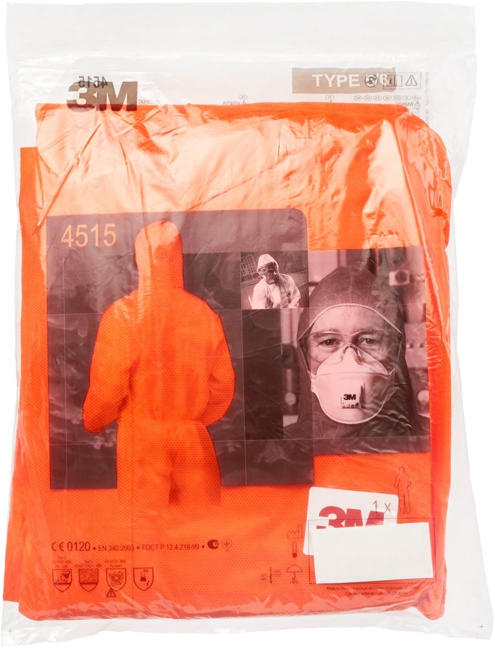 3M 4515 Schutzanzug, Typ 5/6, Grösse S, Orange (Packung mit 2) S (Packung mit 2) Orange, S (Packung