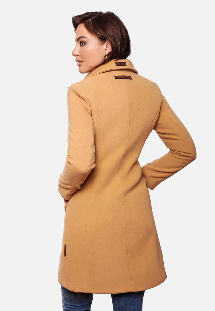 MARIKOO Damen Wollmantel Langer Trenchcoat mit Reversekragen Nanakoo XS-XXL M Braun, M Braun