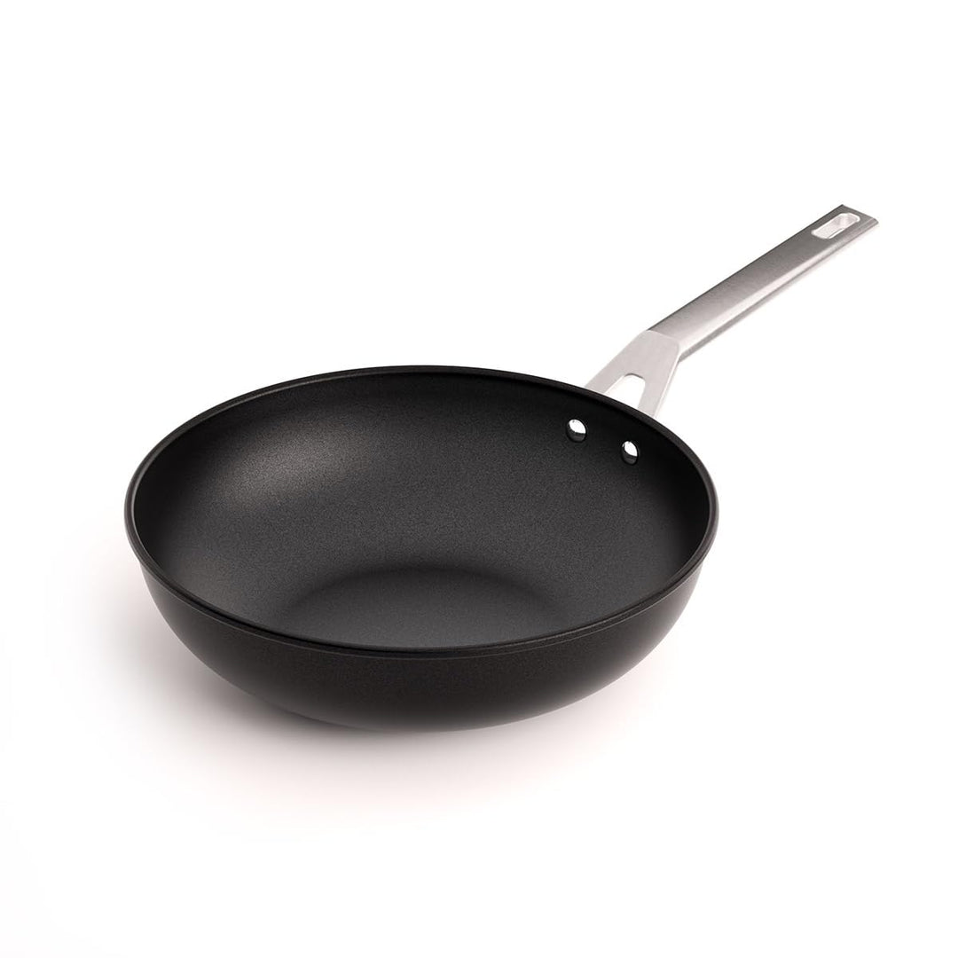 Valira 4648/25 Wokpfanne 30 cm Aluminiumguss Made in Spain, geeignet für die Induktion, Schwarz/Silb