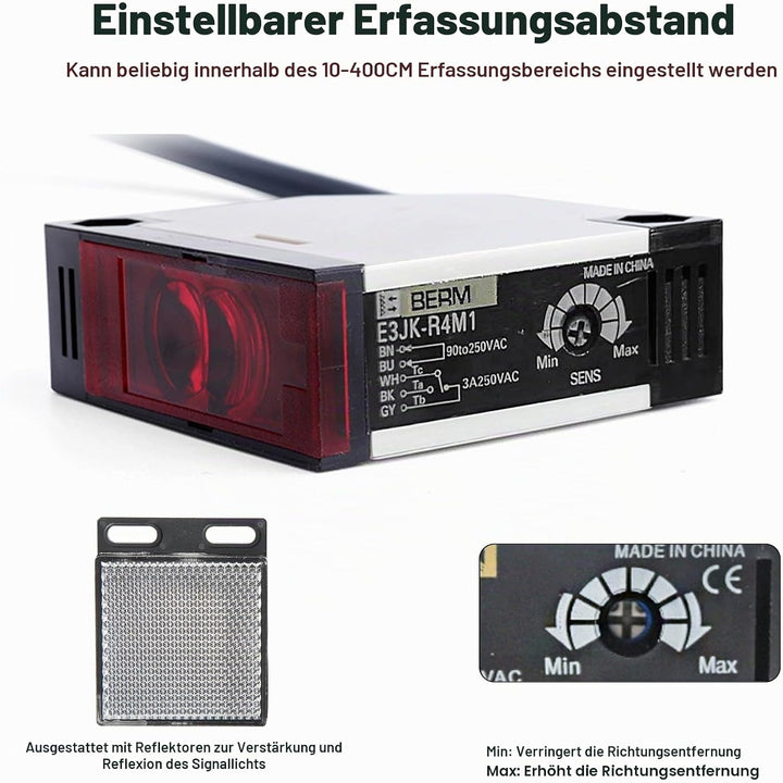 Jadeshay Fotoelektrischer Sensorschalter, Reflektor Lichtschranke E3JK-R4M1 Fotoelektrischer Strahls