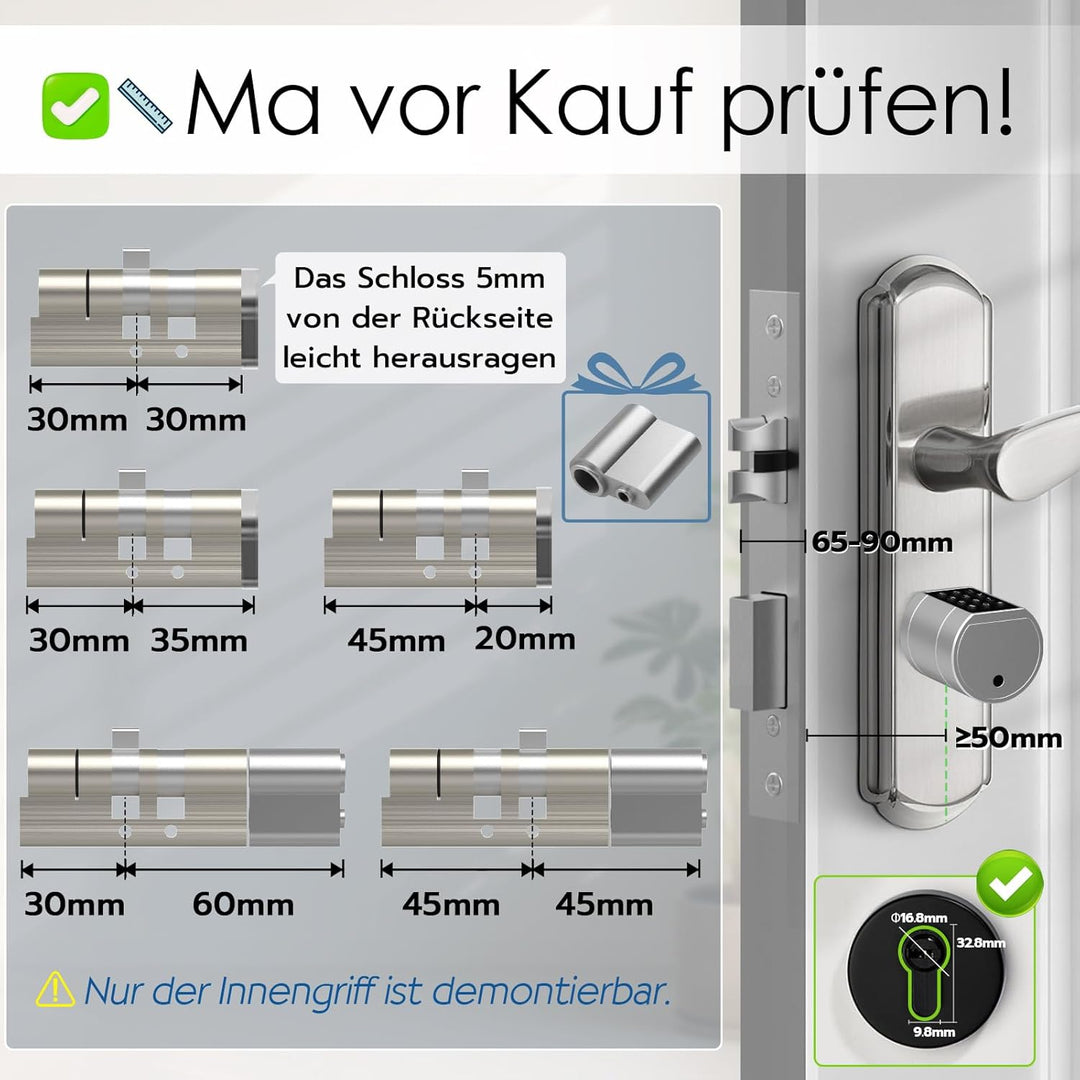 Eseesmart Türschloss Fingerabdruck, Fingerabdruck Schloss mit Zahlencode RFID Schlüssel APP, Elektri