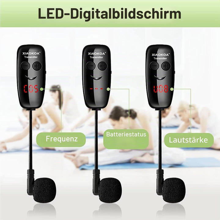 Wireless Mikrofon Headset,UHF Duale Kabellose Mikrofone mit LED Digitalanzeige, Wiederaufladbares Dr