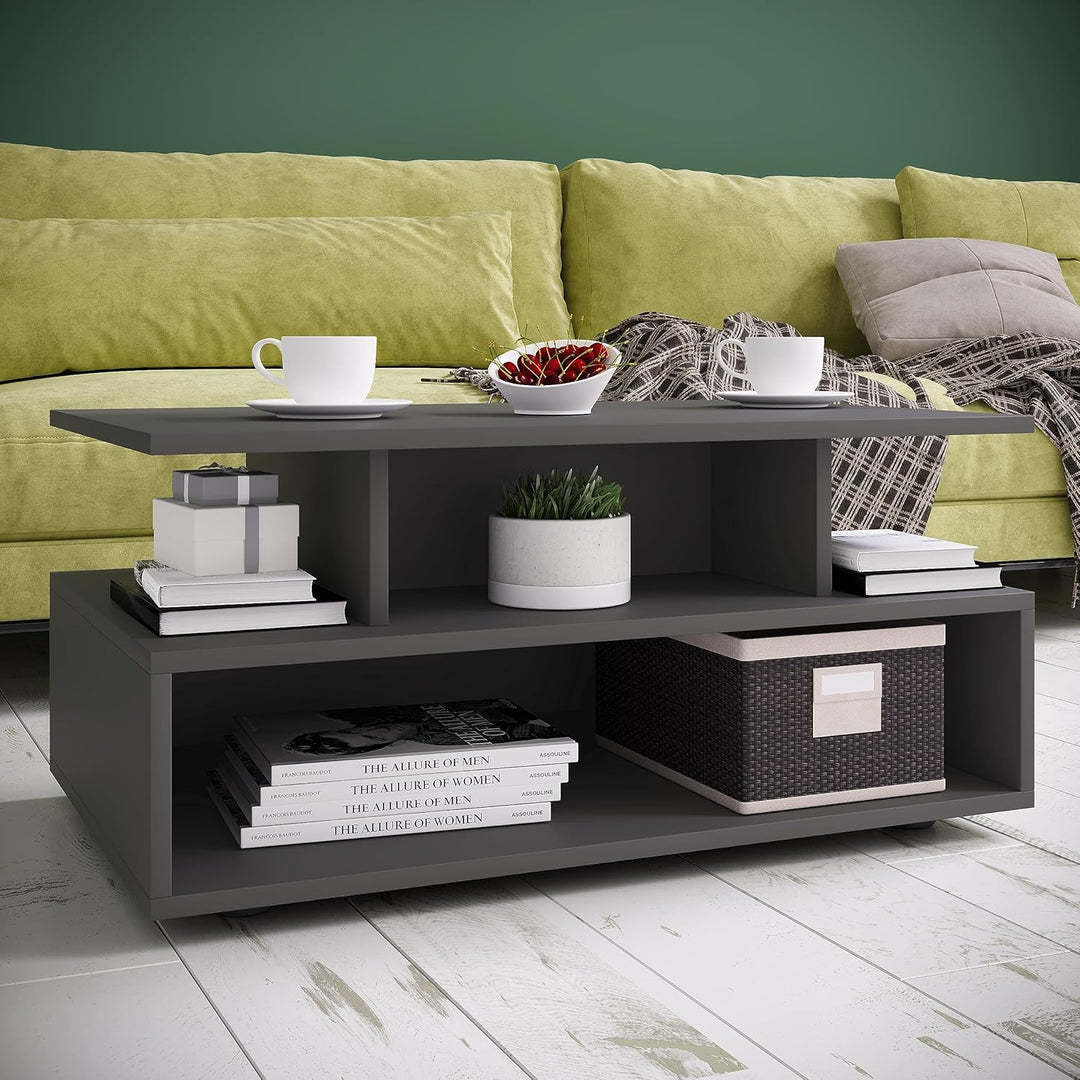 VCM Holz Couchtisch | Sofatisch mit ausreichend Stauraum | Masse ca. H. 40 x B. 80 x T. 50 cm | Wohn
