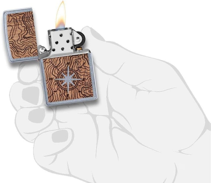 ZIPPO 49055 – Woodchuck - Compass – Sturmfeuerzeug, nachfüllbar, in hochwertiger Geschenkbox,