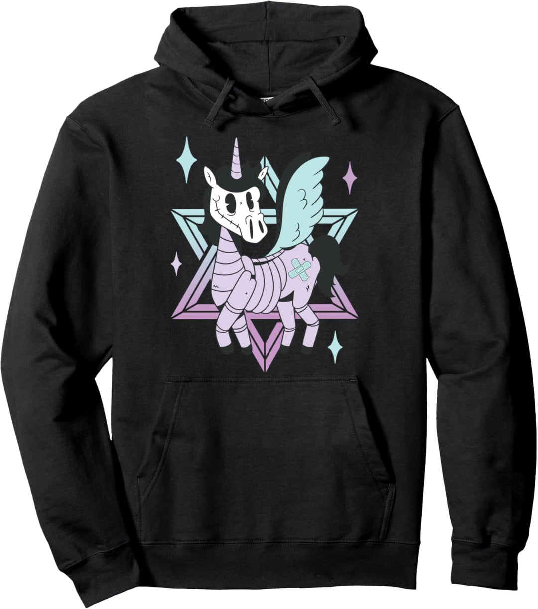 Pastel Goth Skelett creepy Einhorn Pullover Hoodie