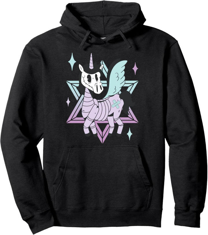 Pastel Goth Skelett creepy Einhorn Pullover Hoodie