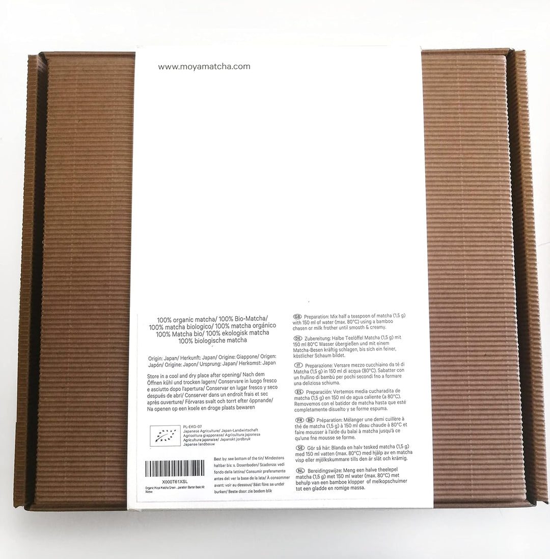 Organischer Moya Matcha Tee Set Pulver Grün | BIO 30g Traditionelle Klasse (II) | Verpackung + Match