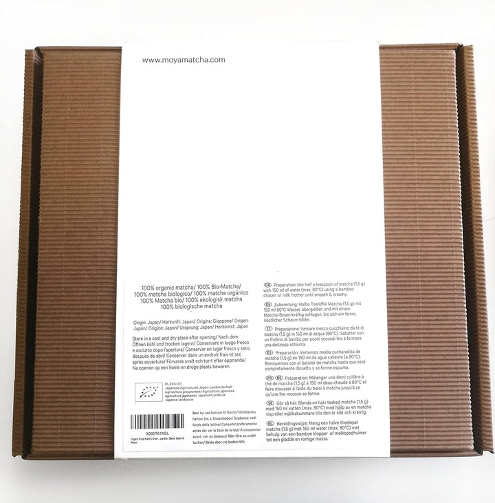 Organischer Moya Matcha Tee Set Pulver Grün | BIO 30g Traditionelle Klasse (II) | Verpackung + Match