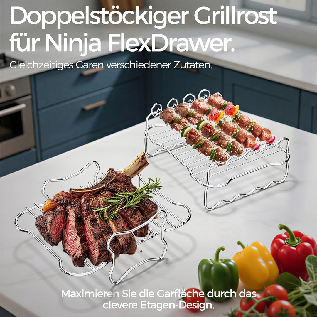 Heissluftfritteuse Zubehör für Ninja Foodi Flexdrawer 10,4L AF500EU & AF500EUCP - 3x Faltbare Siliko