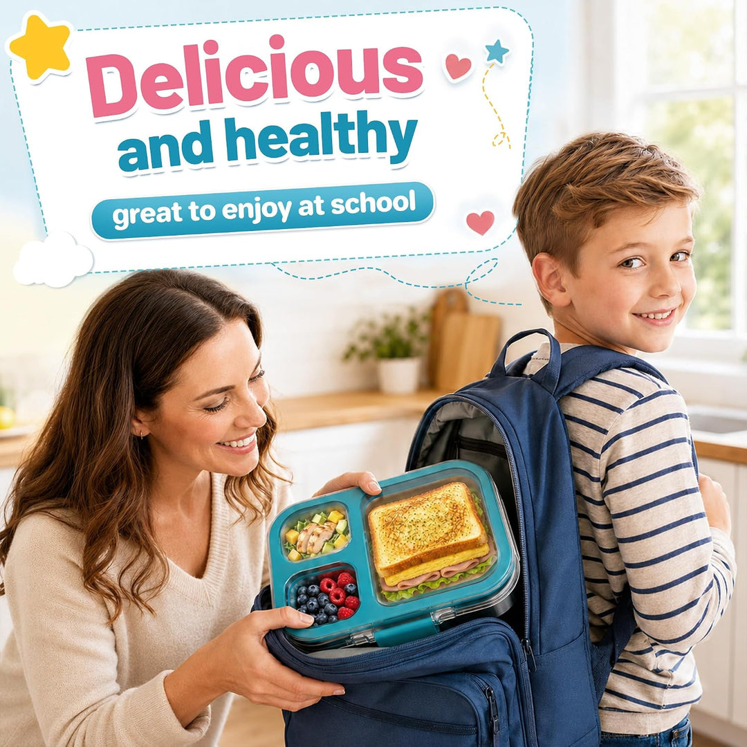 VITONIS Edelstahl Brotdose Lunchbox mit 3 Fächern, Bento Lunch Box Kinder Auslaufsicher BPA frei, Sp