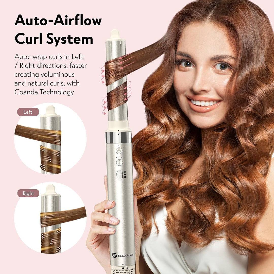 slopehill 5 IN 1 Airstyler, Hairstyler, Lockenstab Auto-Wrap, Ionen Föhn (110.000 RPM), Warmluftbürs
