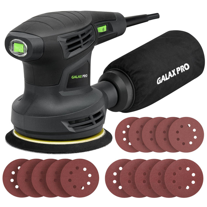 GALAX PRO Rundschleifer, 280 W, 6 Geschwindigkeiten, 6000-13000 U/min, 15 Stück 125 mm, Schleifschei