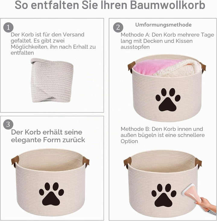 Morezi Hundespielzeug Aufbewahrungskorb，Hunde spielzeugkorb,Aufbewahrungskorb aus Baumwollseil, idea
