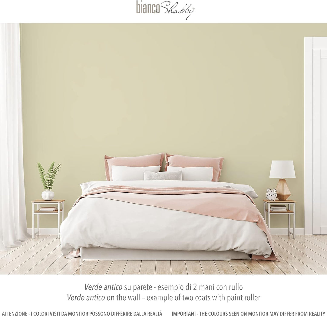 bianco Shabby® Verde Antico Kreidefarbe Wasserbasis für Alle Oberflächen einfach zu verarbeiten ohne