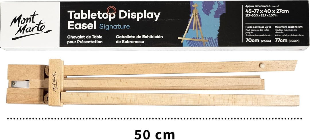 Mont Marte Tischstaffelei aus Buchenholz – Kompakte Staffelei – Ideale Holzstaffelei zum Präsentiere
