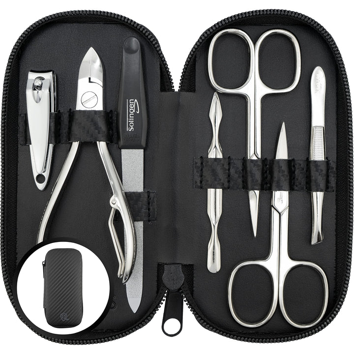 marQus Solingen Maniküre Set Herren und Damen 7 Teile mit Nagelzange - Made in Germany für Hand- und