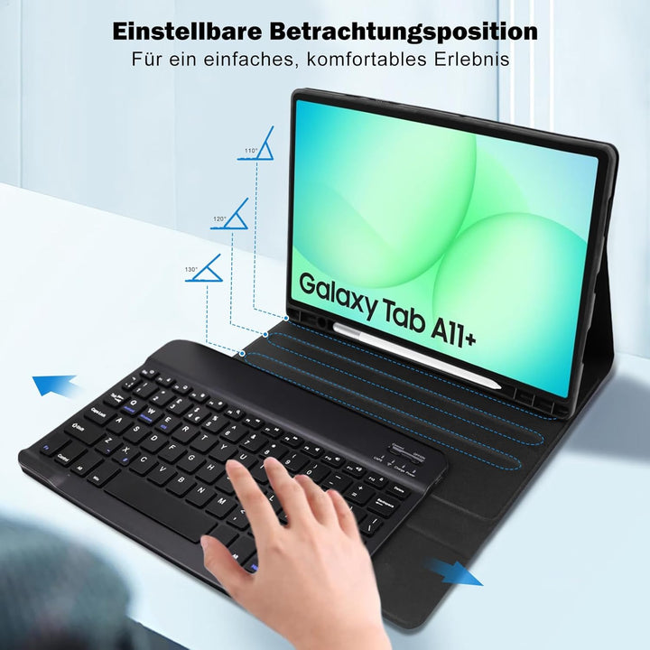 Hülle mit Tastatur für Samsung Galaxy Tab A11+ Plus 11" 2025 / Tab A9+ Plus 11 Zoll 2023,Magnetisch