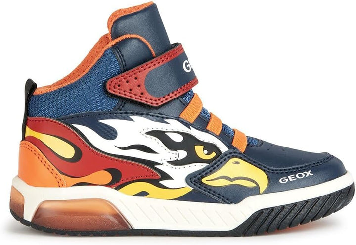 Geox Jungen J Inek Boy Sneaker 24 EU Navy Orange, 24 EU Navy Orange