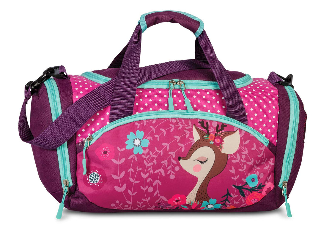 Sporttasche mit süssem Hirsch Motiv für Jungen und Mädchen Pink/Lila/Türkis, Pink/Lila/Türkis