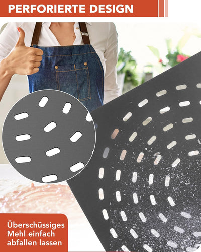SOUTHGATE 14 Zoll Pizzaschieber Perforiert, Pizzaschaufel aus Harteloxiertes Aluminium, Pizzawender