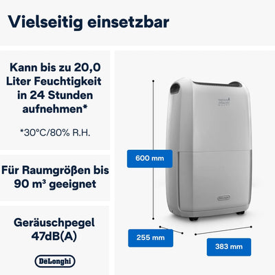 De'Longhi Luftentfeuchter Tasciugo Ariadry Multi DDSX220 – elektrischer Raumentfeuchter und Luftrein