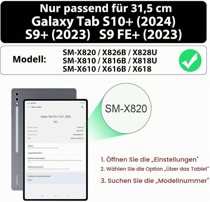 SEYMAC Hülle für Samsung Galaxy Tab S9 Plus 12,4 Zoll 2023 (SM-X810/X816B/X818U), Stossfeste Hülle m