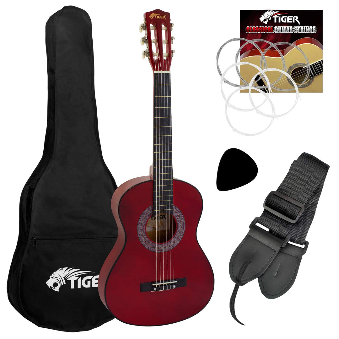 TIGER 1/2 Grösse Klassikgitarrenset, Rot, rot