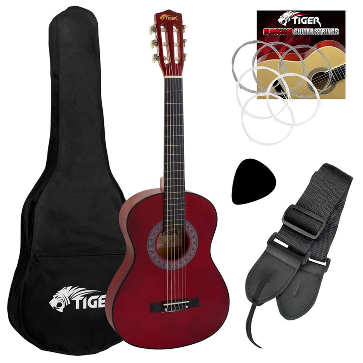 TIGER 1/2 Grösse Klassikgitarrenset, Rot, rot