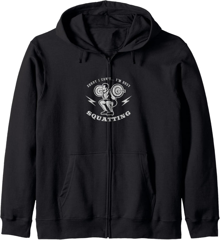 Squats Lustiger Spruch Busy Squat Barbell Kapuzenjacke