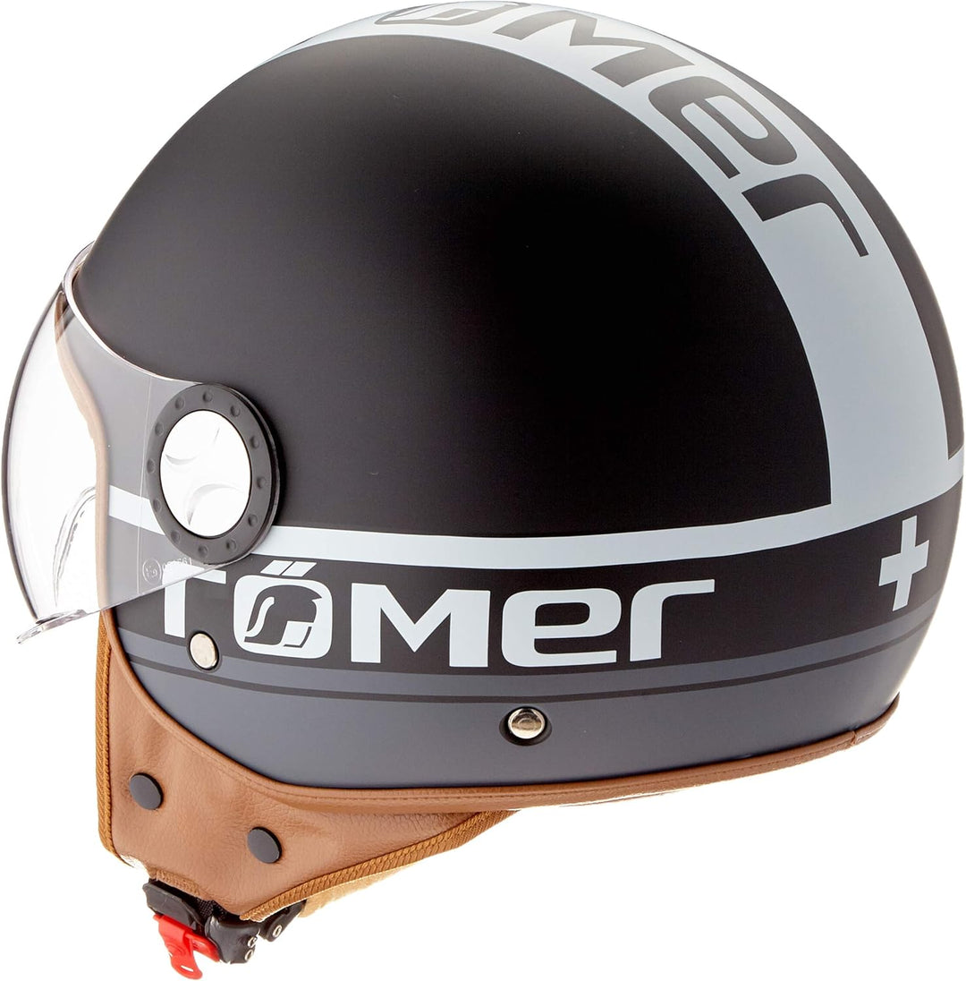 Römer Helmets Motorradhelm Fight, Matt Schwarz/Silber, Grösse S, S