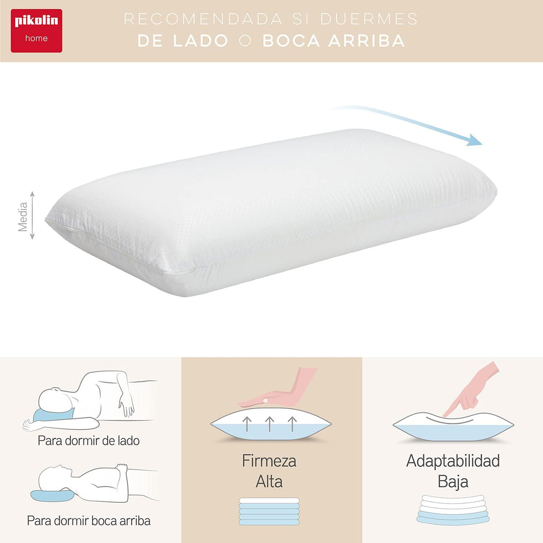 Pikolin Home - Ergonomisches viskoelastisches Kissen mit doppeltem, anpassbarem Bezug mit Memory-Foa