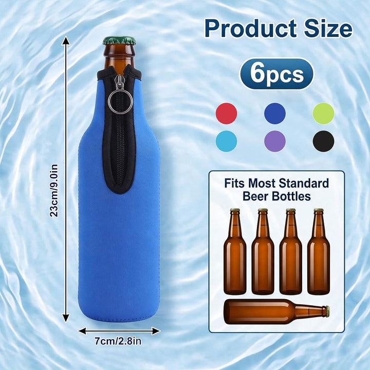 6 Stück 500ml Bier Flaschenkühler Tasche für Bierflasche mit Reissverschluss