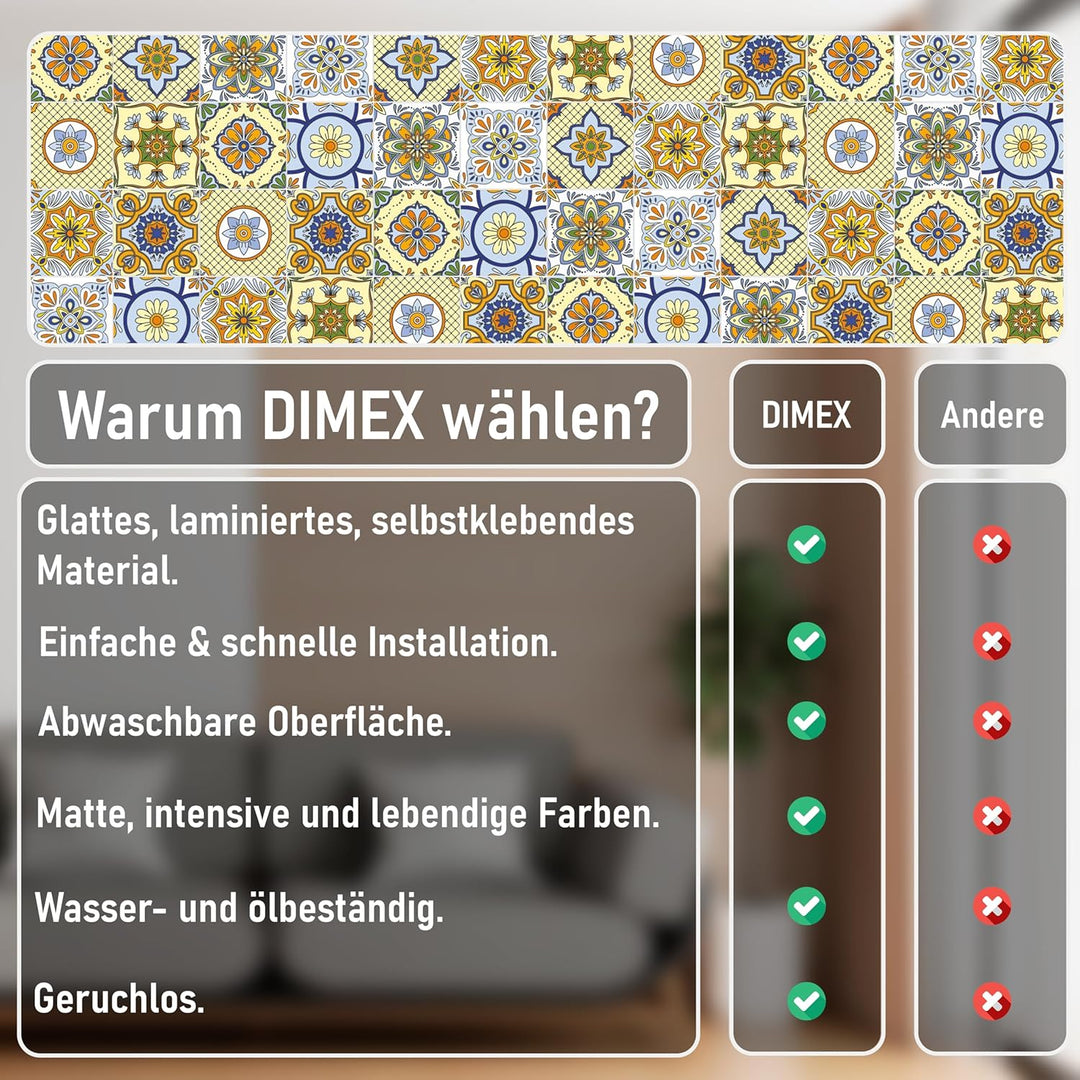 DIMEX Küchenrückwand Folie selbstklebend Zierfliesen Gelb | Klebefolie - Dekofolie - Spritzschutz fü