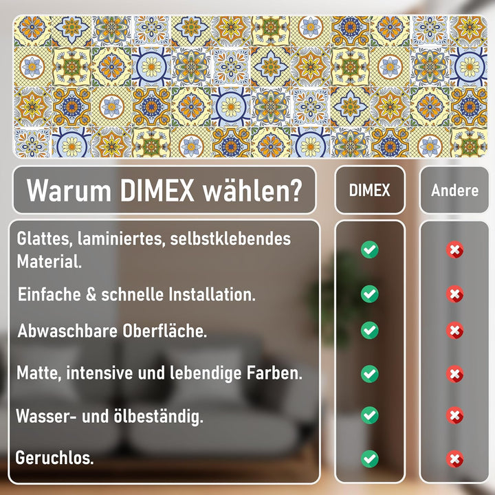 DIMEX Küchenrückwand Folie selbstklebend Zierfliesen Gelb | Klebefolie - Dekofolie - Spritzschutz fü