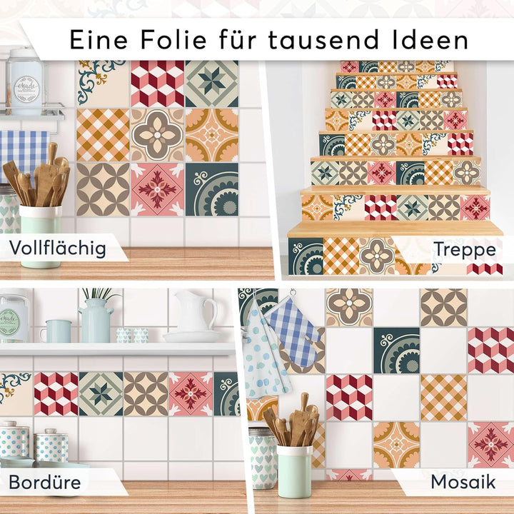 Fliesen Dekor-Folie I Fliesensticker - Küchenfliesen renovieren o. dekorieren I Wand-Deko Aufkleber