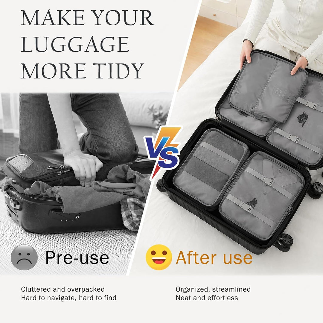 Koffer Organizer Set 15 Teilig Wasserdichte Packing Cubes Kleidertaschen Grau, Grau