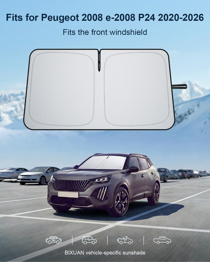 BIXUAN Frontscheiben-Sonnenschutz kompatibel mit Peugeot 2008 e-2008 P24 2020-2025 2026 Auto Sonnens