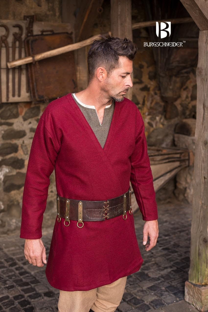 Burgschneider - Klappenrock Loki - Kleidung für Larp, Mittelalter, Cosplay und Fantasy, Rot L
