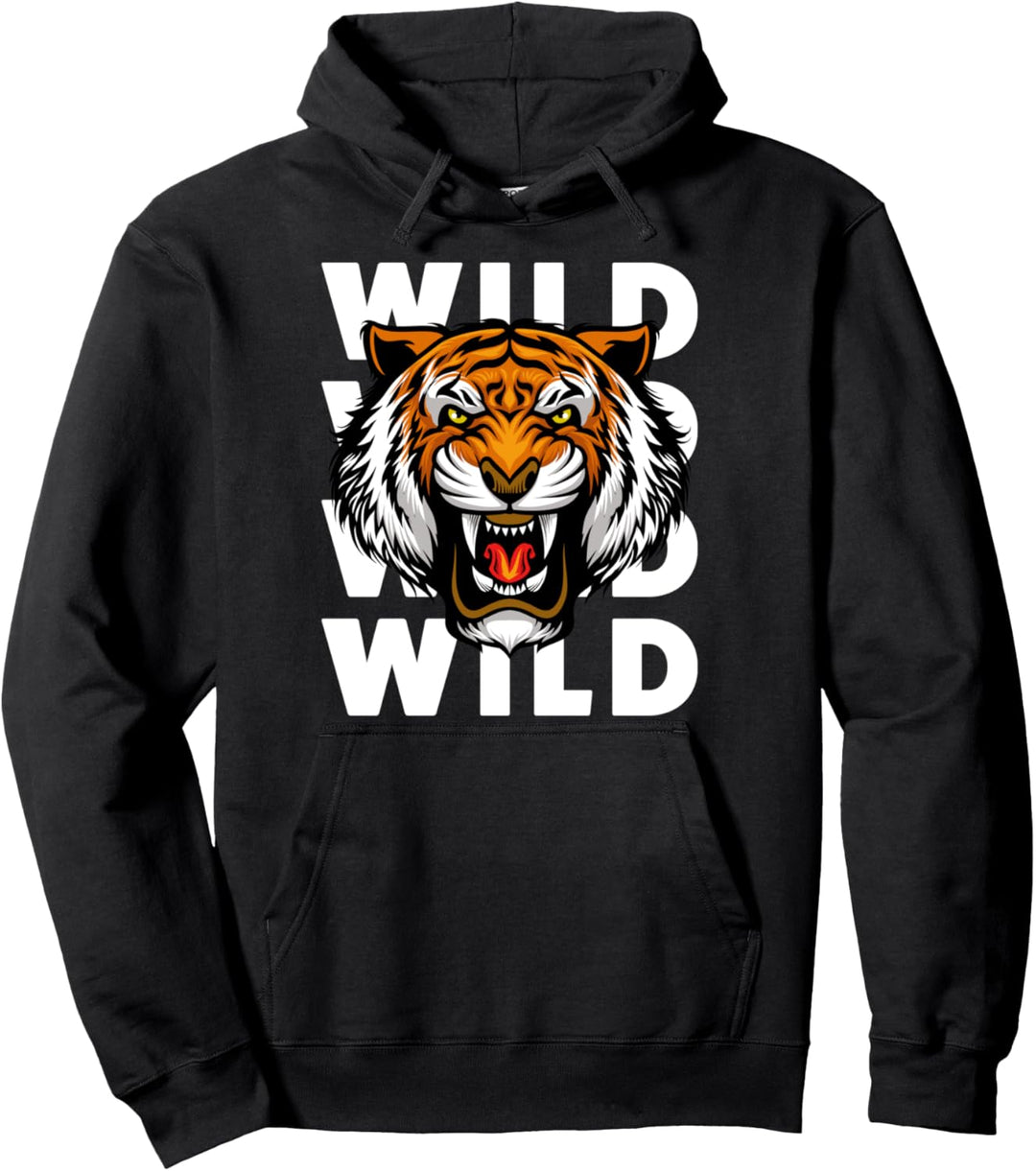 Cool Wild Wild Tiger Novelty Illustration Graphic Designs Pullover Hoodie