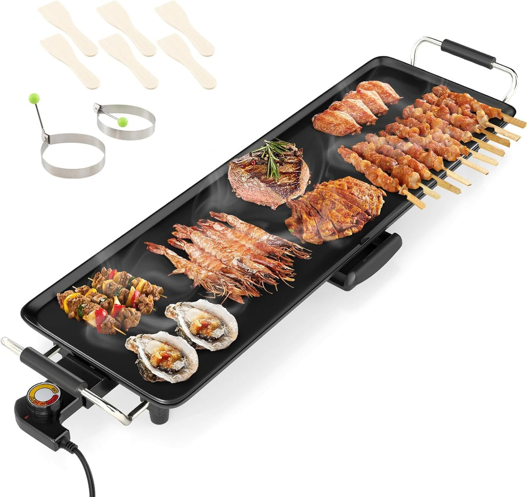 GOPLUS Elektrische Tischgrill, Teppanyaki Grill für 6-8 Personen, Elektrogrill mit 4 einstellbarer T