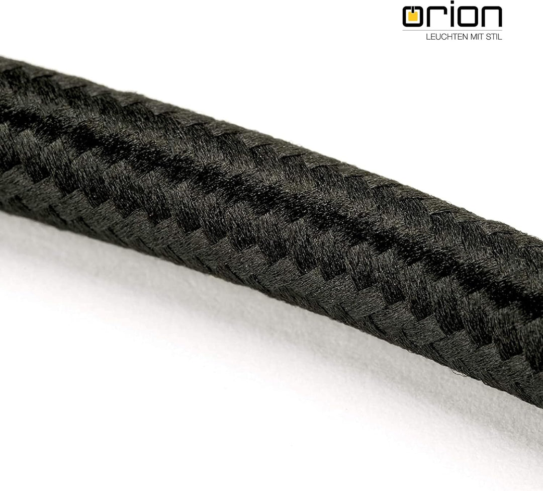 ORION LIGHTSTYLE Textilkabel für Lampen, 50 m Schwarz, 3-adrig, (3x 0,75 mm²) - Kunststoff Stromkabe