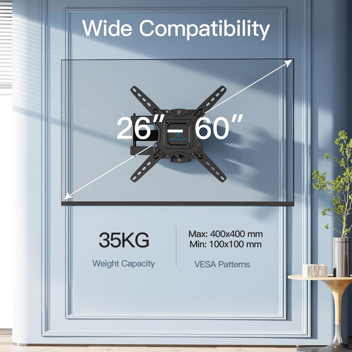 PERLESMITH TV Wandhalterung Schwenkbar Neigbar, Universelle TV Halterung für 26-60 Zoll LED/LCD/Plas