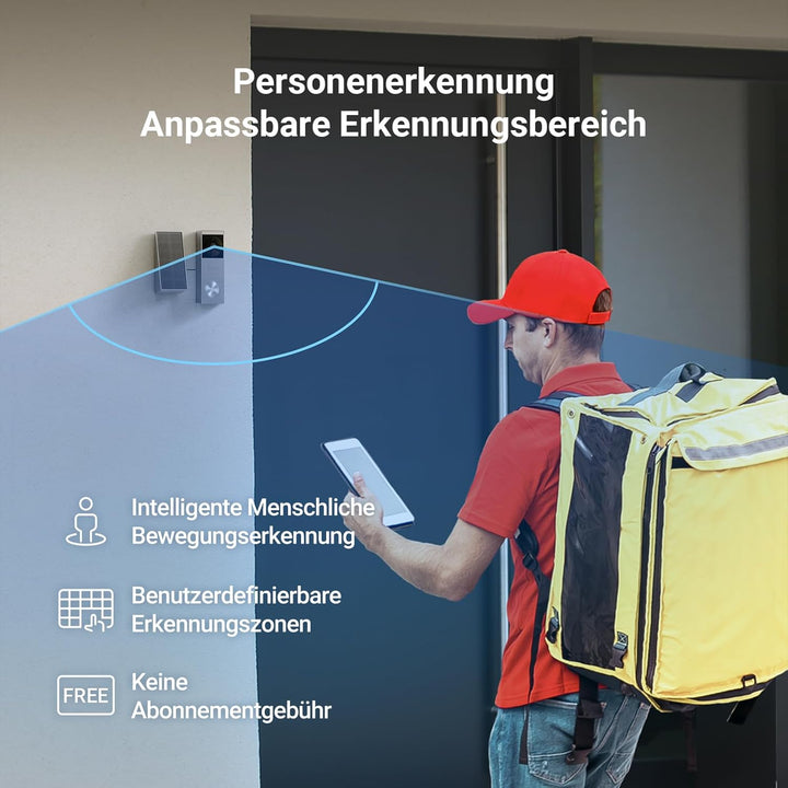 EZVIZ CP3 Pro Akku Video-Türklingel mit Chime CH1, Kabellose Klingel mit Kamera, Personenerkennung,