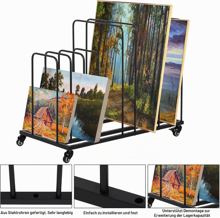 uyoyous Mobile Kunst-Trockengestell 85×69×44cm Trockengestell für Kunst Einstellbares Intervall Kuns