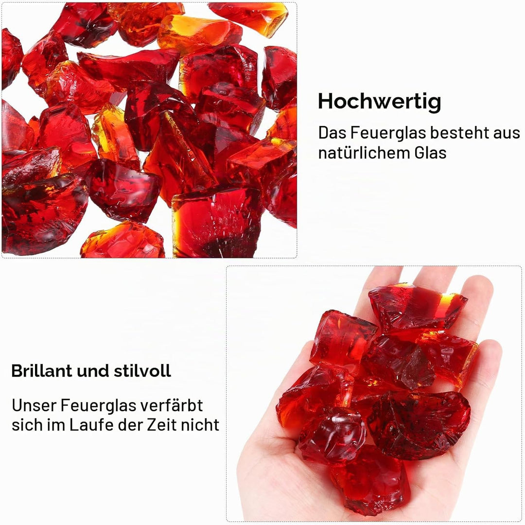 QUARKZMAN Feuer Glas für Feuerstelle 2-3cm(1/9") Hochglänzende Reflektierende Glas Steine für Natürl
