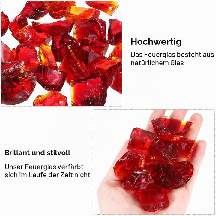 QUARKZMAN Feuer Glas für Feuerstelle 2-3cm(1/9") Hochglänzende Reflektierende Glas Steine für Natürl