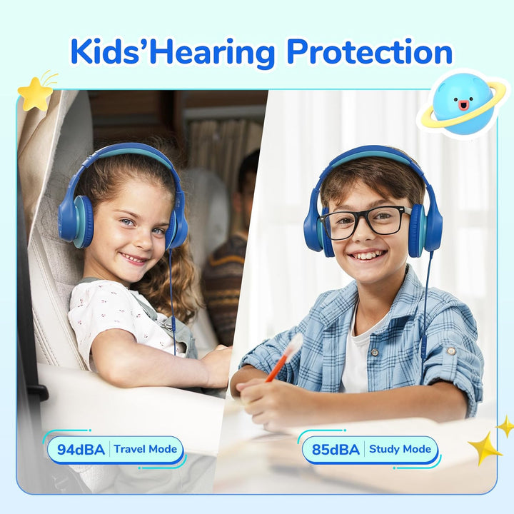 EarFun Kinder Kopfhörer, Over-Ear Kopfhörer für Kinder mit Kabel, 85/94dB Lautstärkenbegrenzer, Falt